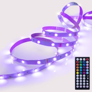 Onn. Multicolor LED Light Strip with Sound Reactive Technology, 16'