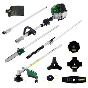 Mulanimo 9 in 1 Multi-Functional Trimming Tool with Gas Pole Saw Hedge Trimmer Grass Trimmer Brush Cutter 38cc 6500RPM 4-Cycle Garden Tools